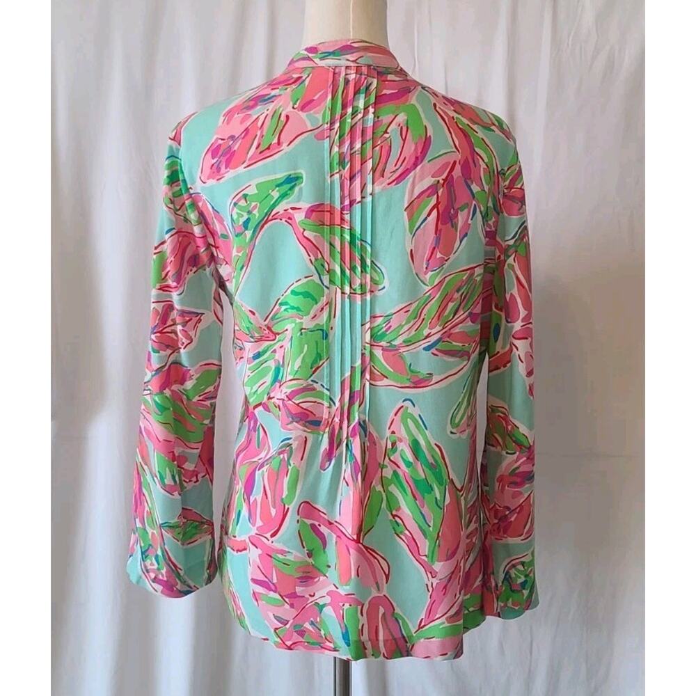 New Lilly Pulitzer In The Villas Floral Dorothy Pintuck Blouse Top Small - Picture 5 of 6
